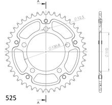 Kettingtandwiel Supersprox Stealth 525 LK 130,8mm diameter 110mm 44 tanden 5-gaats Aluminium / Staal rood