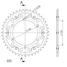 Supersprox Stealth 525 LK 140.0mm Ø 120mm 44T 6-hole aluminium/steel black sprocket