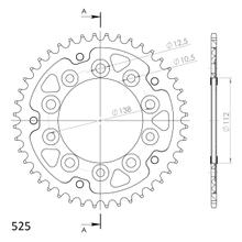 Kettenrad Supersprox Stealth 525 LK 138,0mm Ø 112mm 44Z 5-Loch Aluminium / Stahl silber