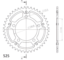 Supersprox Stealth 525 LK 130.8 mm Ø 110mm 44T 5-hole aluminium/steel silver sprocket