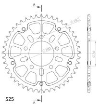 Pignon Supersprox Stealth 525 LK 100,0 mm Ø 76 mm 45Z 5 trous en aluminium/acier bleu