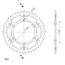 Supersprox Stealth 525 LK 138.0 mm Ø 120mm 45Z 6-hole aluminium/steel gold sprocket