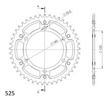 Supersprox Stealth 525 LK 145.0 mm Ø 125 mm 45Z 6-hole aluminium/steel gold chain