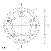 Supersprox Stealth 525 LK 140.0mm Ø 120mm 45Z 5-hole aluminium/steel gold