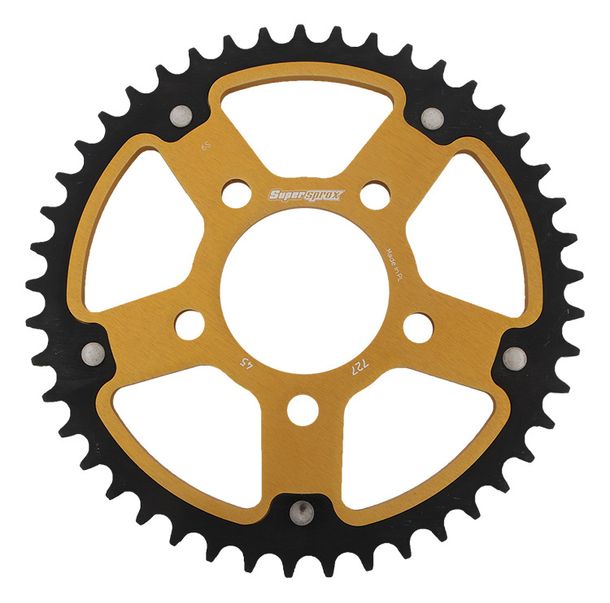 Kettenrad Supersprox Stealth 525 LK 100,0mm Ø 70mm 45Z 5-Loch Aluminium / Stahl gold