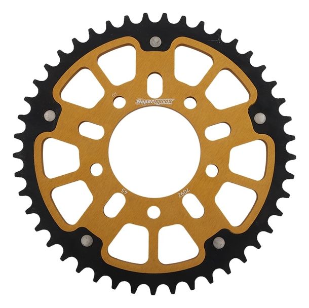 Kettenrad Supersprox Stealth 525 LK 100,0mm Ø 76mm 45Z 5-Loch Aluminium / Stahl gold