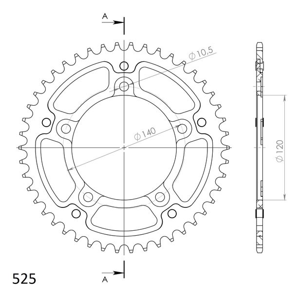 Supersprox Stealth 525 LK 140,0 mm Ø 120 mm 45Z 5 orificios aluminio/acero rojo