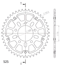 Pignon rouge Supersprox Stealth 525 LK 100,0 mm Ø 76 mm 45Z 5 trous en aluminium/acier