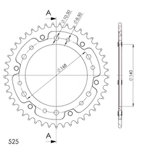 Supersprox Stealth 525 LK 168,0 mm Ø 140 mm 45Z Pignone nero a 6 fori in alluminio/acciaio