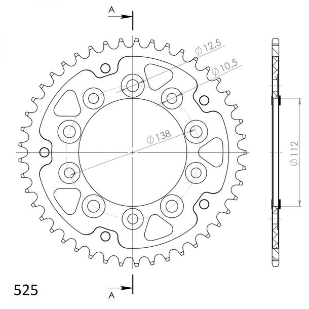 Kettenrad Supersprox Stealth 525 LK 138,0mm Ø 112mm 46Z 5-Loch Aluminium / Stahl gold