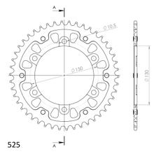 Supersprox Stealth 525 LK 150,0 mm Ø 130 mm 46Z Pignone dorato a 6 fori in alluminio/acciaio