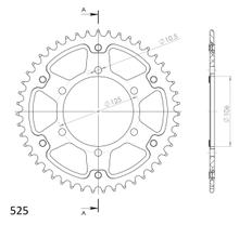 Catena Supersprox Stealth 525 LK 125,0 mm diametro 106 mm 46T 6 fori in alluminio/acciaio dorato