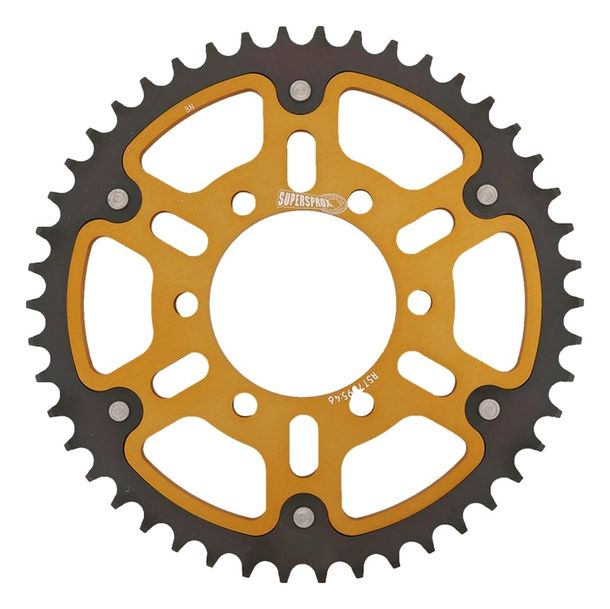 Kettenrad Supersprox Stealth 525 LK 100,0mm Ø 80mm 46Z 6-Loch Aluminium / Stahl gold