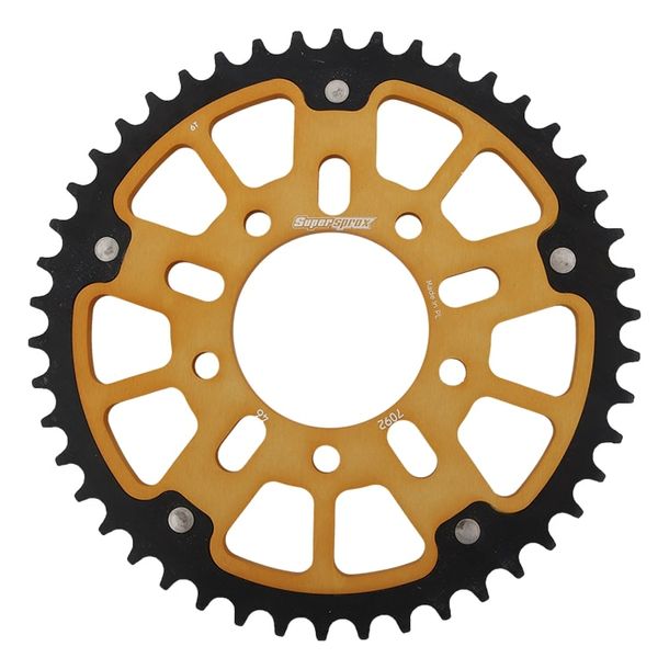 Kettenrad Supersprox Stealth 525 LK 100,0mm Ø 76mm 46Z 5-Loch Aluminium / Stahl gold