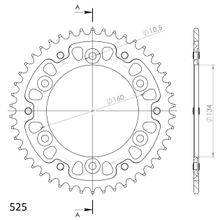 Pignon Supersprox Stealth 525 LK 160.0mm Ø 134mm 46Z 6 trous en aluminium/acier noir