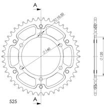 Supersprox Stealth 525 LK 140,0 mm Ø 120 mm 46Z Pignone nero a 6 fori in alluminio/acciaio