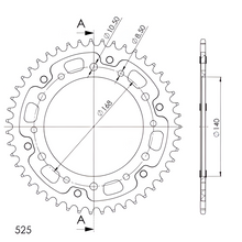 Supersprox Stealth 525 LK 168,0 mm Ø 140 mm 47Z Pignone blu a 6 fori in alluminio/acciaio