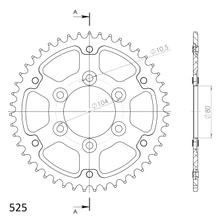 Supersprox Stealth 525 LK 104,0mm Ø 80mm 47T Pignone dorato a 6 fori in alluminio/acciaio
