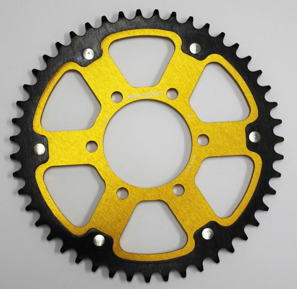 Kettenrad Supersprox Stealth 525 LK 100,0mm Ø 80mm 47Z 6-Loch Aluminium / Stahl gold