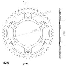Supersprox Stealth 525 LK 150,0 mm Ø 130 mm 47Z Pignone rosso a 6 fori in alluminio/acciaio