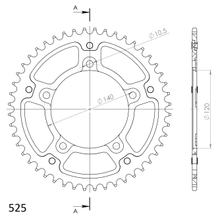Supersprox Stealth 525 LK 140,0 mm Ø 120 mm 48T Pignone blu a 5 fori in alluminio/acciaio