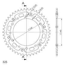 Supersprox Stealth 525 LK 168,0 mm Ø 140 mm 48T Pignone blu a 6 fori in alluminio/acciaio