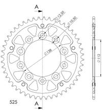 Supersprox Stealth 525 LK 138,0 mm diametro 112 mm 48T 5 fori in alluminio/acciaio dorato