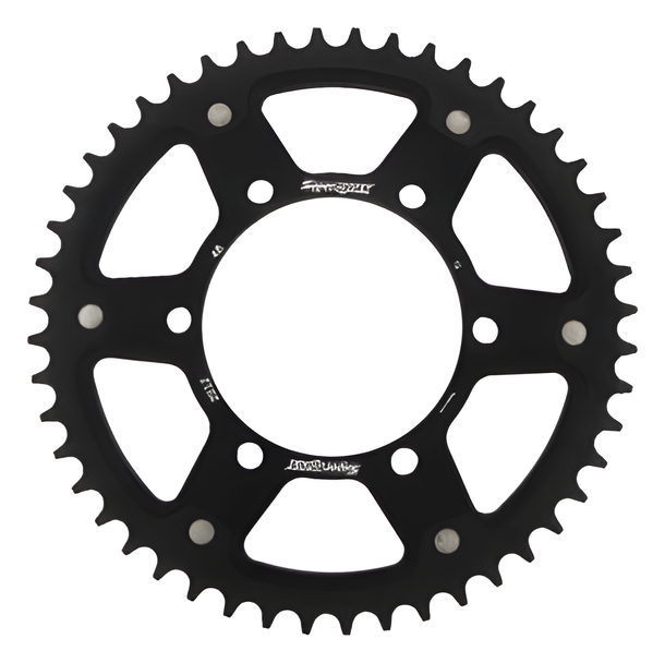 Pignon Supersprox Stealth 525 LK 125,0 mm Ø 106 mm 48T 6 trous en aluminium/acier noir