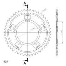 Kettenrad Supersprox Stealth 525 LK 140,0mm Ø 120mm 49Z 5-Loch Aluminium / Stahl gold