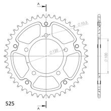 Kettenrad Supersprox Stealth 525 LK 120,0mm Ø 100mm 49Z 5-Loch Aluminium / Stahl gold