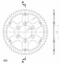 Pignon Supersprox Stealth 525 LK 104,0 mm Ø 80 mm 51Z 6 trous en aluminium/acier noir