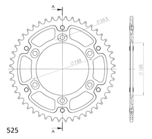 Kettenrad Supersprox Stealth 525 LK 150,0mm Ø 125mm 52Z 6-Loch Aluminium / Stahl gold