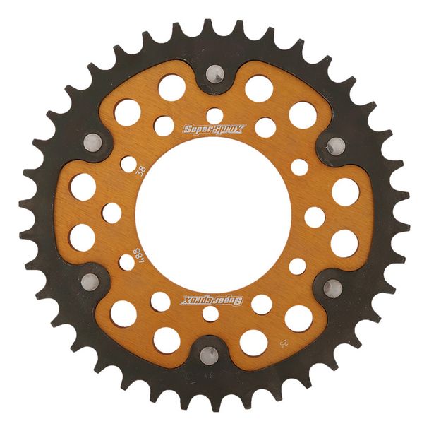 Kettenrad Supersprox Stealth 530 LK 104,0mm Ø 80mm 38Z 6-Loch Aluminium / Stahl gold