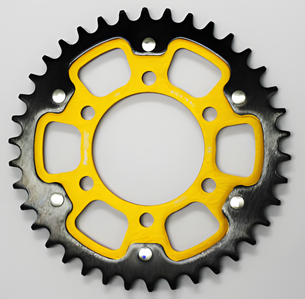 Kettenrad Supersprox Stealth 530 LK 100,0mm Ø 80mm 38Z 6-Loch Aluminium / Stahl gold