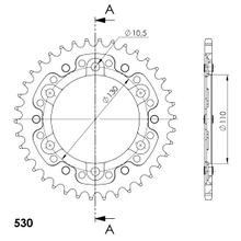 Supersprox Stealth 530 LK 130,0mm Ø 110mm 38Z 6 trous aluminium/acier rouge