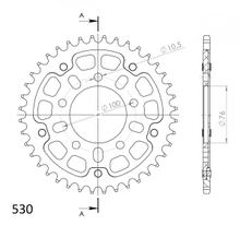 Pignon rouge Supersprox Stealth 530 LK 100,0 mm Ø 76 mm 38T 5 trous en aluminium/acier