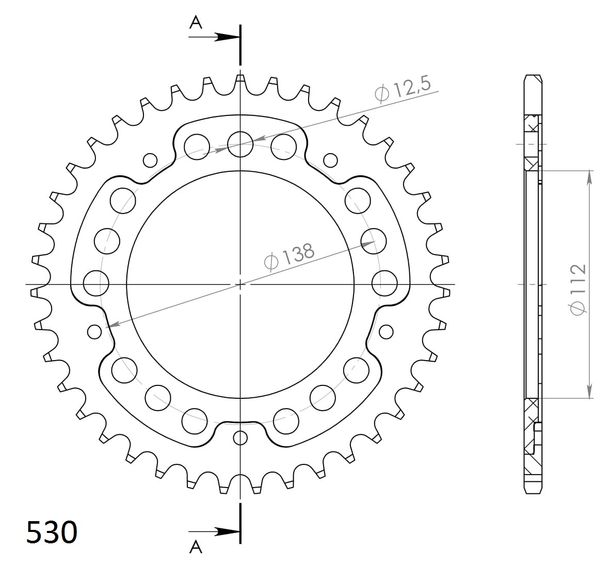 Kettenrad Supersprox Stealth 530 LK 138,0mm Ø 112mm 39Z 5-Loch Aluminium / Stahl blau