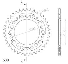 Chaîne noire Supersprox Stealth 530 LK 138,0 mm de diamètre 112 mm 39T à 5 trous en aluminium/acier