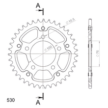 Chaîne Supersprox Stealth 530 LK 100,0 mm Ø 76 mm 39T à 5 trous en aluminium/acier noire