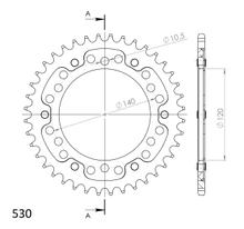 Pignon Supersprox Stealth 530 LK 140.0mm Ø 120mm 40Z 6 trous en aluminium/acier noir