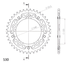 Supersprox Stealth 530 LK 140,0 mm Ø 120 mm 40Z Pignone nero a 5 fori in alluminio/acciaio