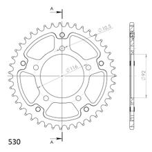 Kettenrad Supersprox Stealth 530 LK 116,0mm Ø 92mm 41Z 5-Loch Aluminium / Stahl silber
