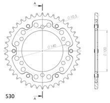 Kettenrad Supersprox Stealth 530 LK 140,0mm Ø 120mm 42Z 6-Loch Aluminium / Stahl blau