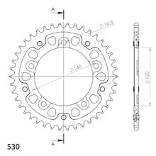 Supersprox Stealth 530 LK 140.0mm Ø 120mm 42T 5-hole aluminium/steel blue sprocket
