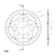 Kettenrad Supersprox Stealth 530 LK 110,0mm Ø 80mm 42Z 5-Loch Aluminium / Stahl gold