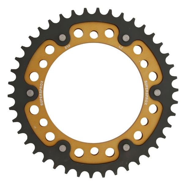 Kettenrad Supersprox Stealth 530 LK 150,0mm Ø 130mm 42Z 6-Loch Aluminium / Stahl gold