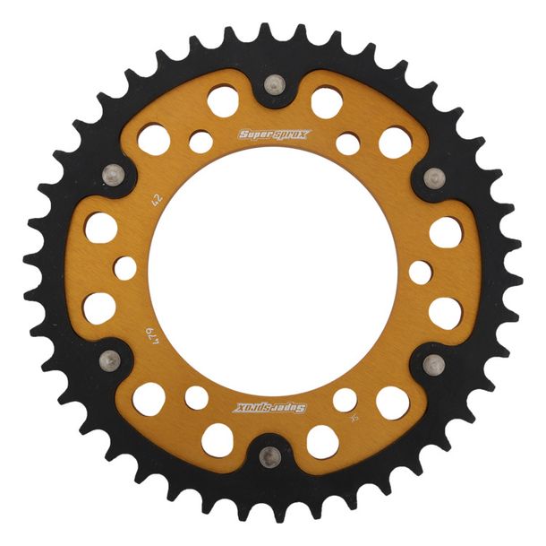 Kettenrad Supersprox Stealth 530 LK 130,0mm Ø 110mm 42Z 6-Loch Aluminium / Stahl gold