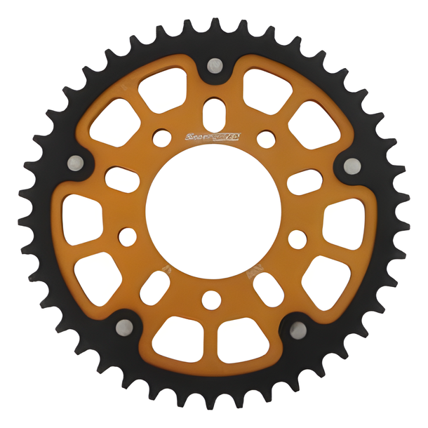 Supersprox Stealth 530 LK 100,0 mm Ø 76mm 42T Pignone dorato a 5 fori in alluminio/acciaio