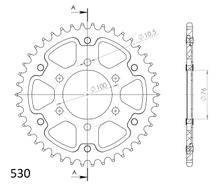 Supersprox Stealth 530 LK 100,0 mm Ø 76mm 42T 6 fori in alluminio/acciaio argentato