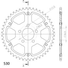 Pignone Supersprox Stealth 530 LK 82,5 mm diametro 56,5 mm 42T 5 fori in alluminio/acciaio argento